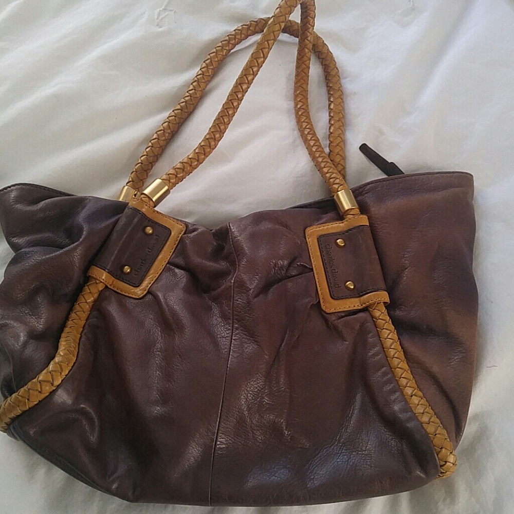Charles David purse plum wine and tan straps
